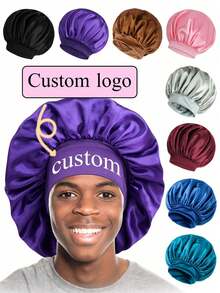 Custom Name Satin Bonnet For Women, Personalized Sleep Cap, Hair Bonnet For Curly Hair, Travel, Night Care, Gift For Mom, Friends - Multicolor - View 4