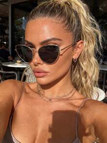 1副猫眼复古经典优雅防紫外线女士太阳镜，适合驾驶、露营、日常生活、街头摄影 - 彩色 - 查看 2