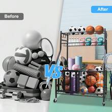 Garage Sports Equipment Organizer - Black - View 5
