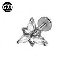 1件 G23 钛金属 CZ 邪恶唇钉 16G 内螺纹 心形/花朵耳廓耳骨耳钉 耳骨穿孔饰品 - 如圖 - 查看 19