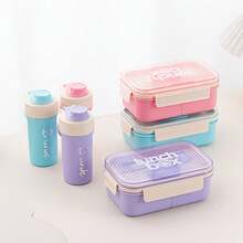 Set Kotak Bekal Portabel dengan Tutup dan Gelas Air, Dilengkapi dengan Kotak Celup Sendok Garpu, Kotak Bekal Aman untuk Microwave. Kotak Bekal Berkapasitas Besar yang Tertutup Rapat dan Anti Bocor, Cocok untuk Acara di Luar Ruangan dan Pertemuan. - MultiWarna - View 2