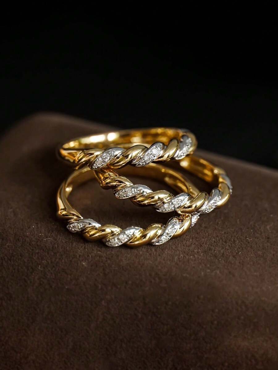 1pc S925 Sterling Silver Elegant Twisted Rope Design Ring, Versatile Casual Knuckle/Midi Ring, Minimalist Luxury Feel, Suitable For Gatherings And Graceful Wear - Mahua - View 1