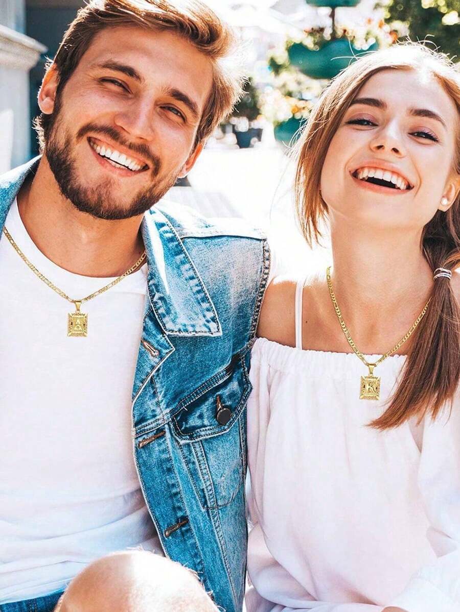 26个英文字母项链，时尚百搭的男女情侣项链，适合日常佩戴和约会 - 彩色 - 查看 1