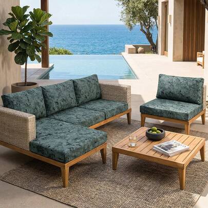 1 chiếc vỏ đệm ghế sofa bằng lụa sữa in họa tiết vân đá cẩm thạch màu xanh ngọc, độ co giãn cao, chống bụi, có thể giặt được, phù hợp cho mọi mùa, thích hợp cho sân hiên, vườn, hồ bơi và nhiều dịp khác nhau, bán lẻ từng chiếc.