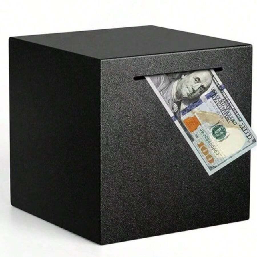 1个黑色不锈钢小猪存钱罐 - 预算和储蓄解决方案，采用易撬开设计 - 成人办公收纳用品 - 黑色 - 查看 1