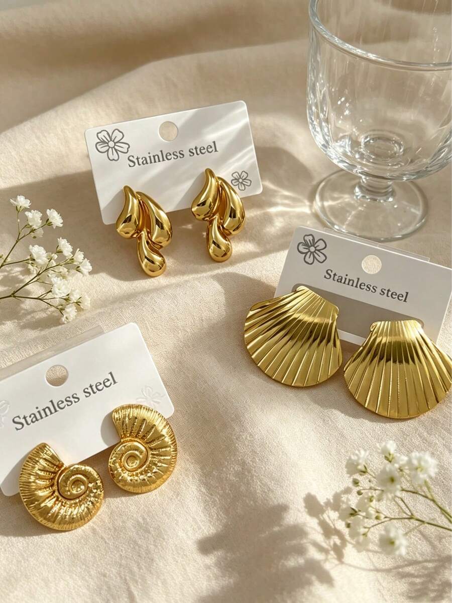 1-3 Pairs Fashionable Minimalist Large Hoop Earrings, Luxury Oversized Elegant Earring Design - Beach Vacation Package - View 1