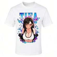 2026 New Tifa Lockhart FF7 Retro T-Shirt - Waifu T-Shirt,  7 T-Shirt, Men's And Women's Summer Loose Fashion Top - 白色 - 查看 3