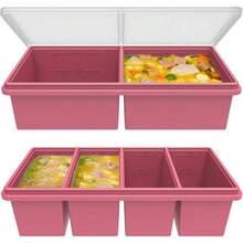 Silicone Soup Freezer Molds With Lids, 2 Cup 1 Cup Combo, Soup Container Style Cube Trays, Reinforced Steel Rims, Freezing Broth, Meal Prep And Other Dishes, Dishwasher Oven  - 2 Pack - 酒紅色 - 查看 1