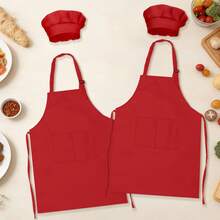 Set de 2 piezas Delantal y gorro de chef para niños, delantal infantil ajustable con 2 bolsillos para niños y niñas, adecuado para cocinar, aula, hornear, pintar, manualidades, BBQ y otras actividades, DIY, fiesta, edades 6-13 - Multicolor - Ver 19