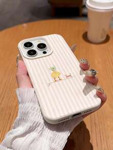 1 chiếc ốp lưng điện thoại bằng chất liệu TPU, kiểu dáng tối giản thời trang, họa tiết sọc hồng tươi sáng hình vịt lướt sóng, chống trượt, chống sốc, nhẹ, tương thích với iPhone 17/17Pro/17ProMax/16/16ProMax/16Pro/15/15Pro/15ProMax/14/13/12/11, ốp lưng bảo vệ mềm mại, chống sốc toàn diện. - Màu be - Xem 5