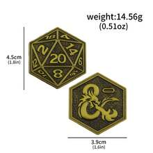 1 chiếc xúc xắc D20 hình rồng trong game nhập vai RPG, hình đồng xu tráng men dễ thương phong cách anime, dùng để cài áo, balo hoặc làm quà tặng trang sức thời trang. - Nhiều màu - Xem 11