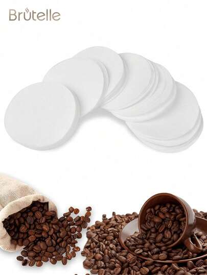  1pc Brutelle Hand Drip Coffee Filter Paper, Suitable For V01 And V02 Filter Cup, Original White Color, Suitable For Home, Office, Coffee Corner And Travel