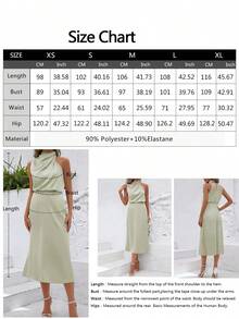 Bestselling European & American Style Women's Satin Sleeveless Mid-Length Dress, Elegant Versatile Design, Evening Gown - Mint Green - View 7