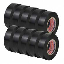 10 rollos de cinta eléctrica negra - Adhesivo fuerte, resistente al calor, impermeable, duradera, adecuada para el amarre de cables, el agarre de raquetas y el uso doméstico - Cinta aislante retardante de llama - Negro - Ver 9