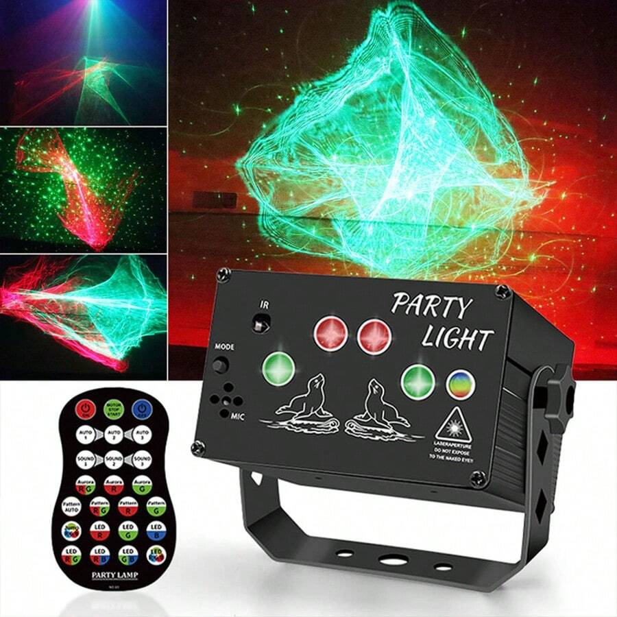 1pc DJ Party Stage Laser Light, Aurora Effect RGB Sound Activated Disco Handheld Torch With Remote Control, Music Performance Projector For Indoor Birthday Halloween Christmas Party Karaoke Club KTV Dance