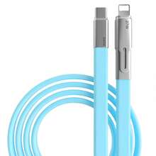 便携式PD充电线带支架，USB-C转USB-C线，240W快充，内置手机支架，柔性液态硅胶Type-C线，带90度T型支架，二合一 - 藍色 - 查看 4