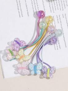 1Pc/6Pcs Teen's High Ponytail Rubber Band Around The Hair Rope Girl Love Butterfly Hair Tie Little Girl Head Rope Princess Does Not Hurt Hair Accessories Glitter Butterfly Hair Scrunchies No Card Ponytail Holders Hair Rubber Bands Hair Rope Beauty Home Bedroom Decor Travel Accessories Hair Elastics Elastic Hair Tie - Multicolor - View 4