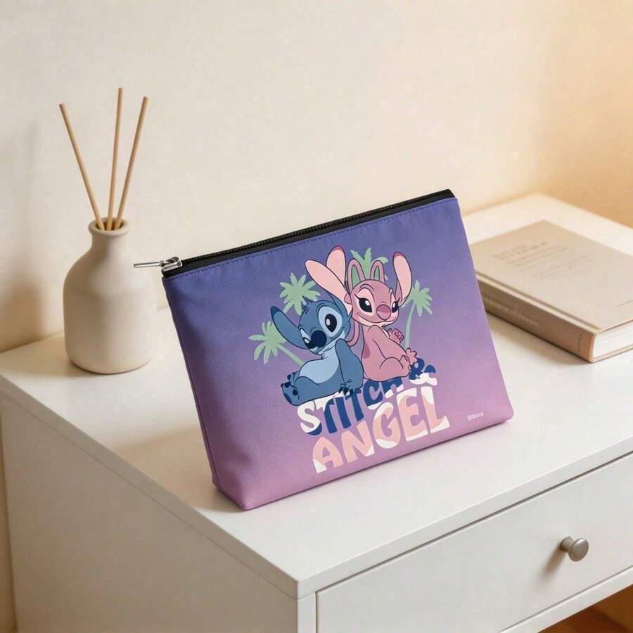 Túi đựng mỹ phẩm Disney Stitch & Angel Gradient Kawaii, túi đựng đồ trang điểm du lịch, túi đựng đồ vệ sinh cá nhân, hộp bút có khóa kéo dành cho bé gái và phụ nữ, quà tặng. - Một kích cỡ - Xem 1