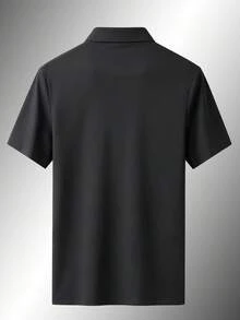1 chiếc áo polo nam cổ điển mùa hè - tay ngắn có cổ cài nút, phù hợp cho phong cách công sở thường ngày và mặc thể thao hàng ngày - màu đen - Xem 5