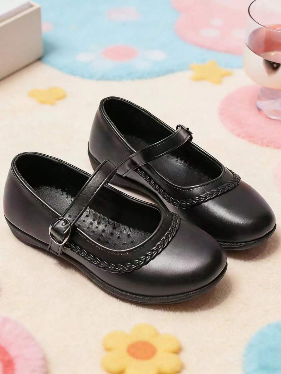 青少年時尚新款平底鞋 女款蝴蝶結極簡百搭可愛休閒鞋 學生姐妹樂福鞋 瑪麗珍正式校園鞋 - 黑色 - 查看 1