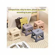 1pc 8-Inch Folding Step Stool - Non-Slip Footstool With Handle, Foldable Foot Stool With Non-Slip Base, Suitable For Home Kitchen, Bathroom, Bedroom, Outdoor Travel, Fishing, Camping, Balcony, Garage, Emergency Guest Stool, Pet Grooming - Small - View 1