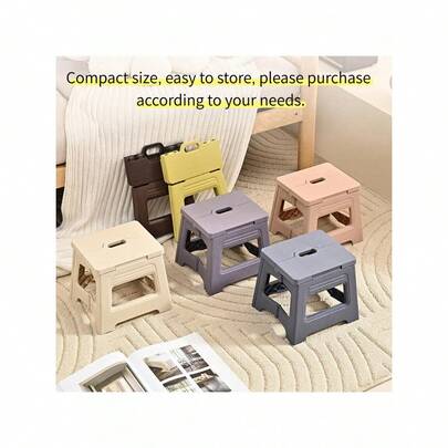 1个8英寸折叠式脚凳 - 带把手的防滑脚凳，可折叠，底部防滑，适用于家庭厨房、浴室、卧室、户外旅行、钓鱼、露营、阳台、车库、应急客凳、宠物美容等场合。