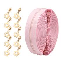 1 Set, (177inch/450cm) Nylon Zipper With 10pcs Flower Zipper Pulls, Suitable For Home Sewing DIY Replacement Zippers, Bags, Home Textiles, Clothing, Shoes And Other Accessories - 3NL+Qjhdp - View 9