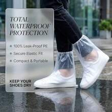 10 pares de fundas impermeables para zapatos desechables de plástico transparente para botas de lluvia con apertura elástica transparente para hombres y mujeres protectores de zapatos antideslizantes - como en la foto - Ver 6