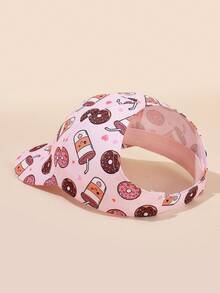 1pc Kids' Solid Color Casual Fashion High Ponytail Sun Protection Baseball Cap - Donut - View 3