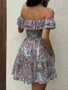 Đầm nữ mùa hè kiểu dáng thường ngày, cổ yếm, thắt eo, họa tiết paisley, thích hợp cho đi biển, dạo phố hàng ngày, dáng chữ A. - Nhiều màu - Xem 3