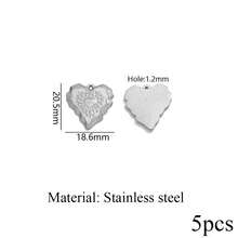 5pcs Stainless Steel 18K Gold Plated Textured Heart Shaped Asymmetrical Pendant, Earrings Necklace DIY Jewelry Making, Suitable For Women - Pendants - View 12