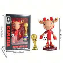 MINISO - Mô hình linh vật World Cup 2026, chất liệu PVC đạt chuẩn FIFA, kèm đế trưng bày, bao gồm cúp và bóng đá, món quà lý tưởng cho người hâm mộ bóng đá và trang trí nhà cửa, phụ kiện bàn làm việc, đồ dùng văn phòng, phụ kiện văn phòng phẩm. - Nhiều màu - Xem 4