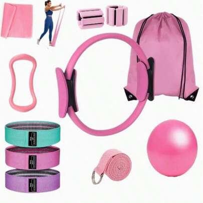 5pcs Mixed Yoga Set, Suitable For Pilates, Pilates Ring, Pilates Ball, 8-Inch Resistance Band, Essential Pilates Set (Suitable For Men And Women), Pilates Equipment, Pilates Set, Home Pilates Set, Pilates Strengthening Gear, Women Sports Suit