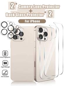 Shockproof Phone Film Lens Protector Phone Screen Protector [4-In-1] Glass Back Cover + Camera Lens Protector Film Compatible With Iphone 16 Pro Max [2+2 Pack], 9H Hardness Anti-Scratch, Easy Installation, High-Definition Back Glass Protector Compatible With IPhone 16 Pro Max/17 PRO MAX/17 PRO/17/16 PRO/16 PLUS/16/15 PRO MAX/15 PRO/14/14 RPO MAX/13 PRO MAX/13 PRO/12 PRO MAX/11 PROMAX Phone Accessories, Suitable For Phone Cases Mother's Day Gift - Clear - View 22