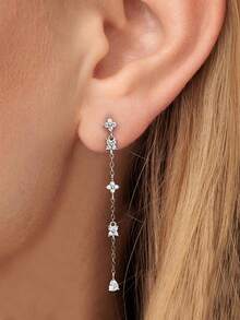 1 Đôi bông tai hình thánh giá bằng bạc sterling 925 đính đá Zirconia dành cho nữ, thanh lịch và tinh tế, thích hợp làm quà tặng kỷ niệm, thiết kế trang sức cao cấp độc đáo. - hoa chéo - Xem 4