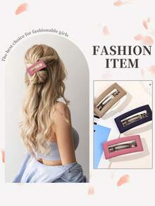 4/5pcs Minimalist Solid Color Matte Hollow Square Large Hair Clips, Elegant Back-Of-Head One-Line Horizontal Top Clip For Women, Half-Up Ponytail Spring Hair Clip, Classic Fashion Versatile Hair Accessory For Outings, Sports, Commuting, Parties, Vacations, Performances, Afternoon Tea, Ideal Practical Gift For Valentine's Day, Thanksgiving, Mother's Day, Birthday, Holidays - Multicolor - View 10