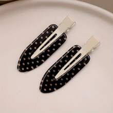 4pcs Sweet Black & White Polka Dot Hair Clips, Retro Bangs Clips Hair Accessories For Women - Black+White - View 7