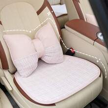 四季汽车座椅垫套装（单件装），粉色可爱女孩风格毛绒舒适柔软汽车座椅垫，格子图案舒适汽车座椅垫 - A - 查看 4