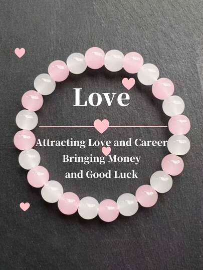 YAUKIA Natural Stone Love Bracelet , Rose Quartz&Jade Bracelets For Women, Bracelet For Love & Protection,Jewelry, Yoga Meditation , Ideal Gift For Friends, Wife,And Family