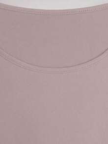 3-Piece Plus Size Women Casual Solid Color Outfit: Jacket/Cardigan + Round Neck Sleeveless Top + Elastic Waist Straight Leg Pants, Soft Stretchy Fabric, Loose Fit, Comfortable For Commuting, Spring/Autumn/Winter Elegant Summer - Taro Color - View 8
