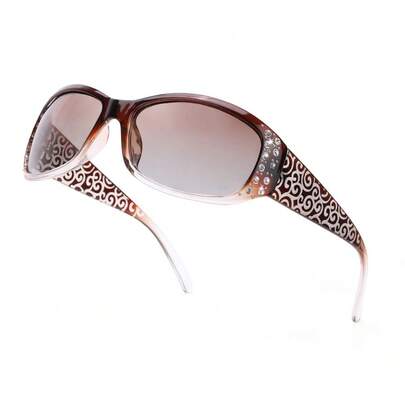 Polarised Sunglasses Womens With UV400 Protection Wraparound Shades With Rhinestone Design And Wave Pattern Temple For Driving, Hiking & Travel