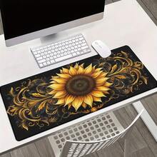 1pc Golden Sunflower HD Printed Desk Mat, Multifunctional XXL Mouse Pad, Keyboard Gaming Mouse Pad, Office Computer PC Gamer Desk Mat, Washable, Non-Slip, Rubber Material, Gift For Family And Friends, Adult Gift. - Xem 1