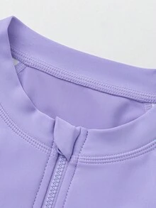 Balabala 2026 青少年女孩 2 件式泳衣套裝，具備 UV 防護、柔軟抗氯面料，輕盈舒適泳池洋裝 - 紫色調 - 查看 4