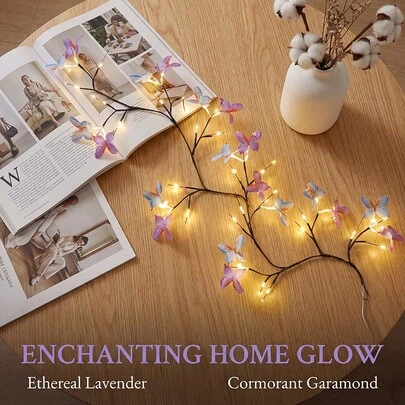 30 bóng đèn LED hình bướm và cành liễu, 8 chế độ chiếu sáng, nguồn USB, đèn tường cành cây nhân tạo dài 1,5 mét có điều khiển từ xa, trang trí nhà cửa hoàn hảo và quà tặng cho bạn gái.