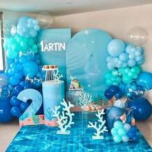 51/26pcs/Teal Blue Balloons 10 Inch Ocean Turquoise Blue Party Balloons Transparent Metallic Pastel Light Blue Latex Helium Balloon For Under The Sea Birthday Baby Shower Shark Party Decorations - Set - View 5