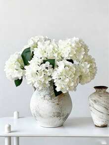 1/3pcs 15.75 Inch Artificial Spring/Summer Greenery, Faux Hydrangea With Stem, Silk Hydrangea Desktop Decor Flower, Suitable For Office, Party, Wedding, Room Decor, Home Decor And Table Centerpiece, All Season Use - White - View 4