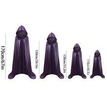 Capa de Halloween para adultos de 110cm/130cm/150cm/170cm, capa de muerte de tela colorida, túnica de mago, capa de mago medieval, accesorio de disfraz para discoteca y bar, accesorio de disfraz festivo, capa negra - multicolor - Ver 5