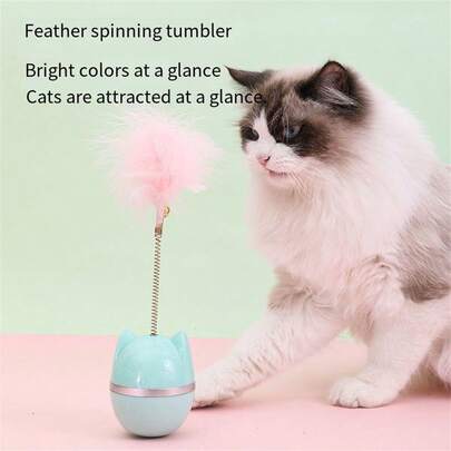 Self-Entertaining Pet Toys, Feather Teaser Wand, Automatic Tumbler, Kitten Toys With Bells And Cartoon Designs To Attract Cats
