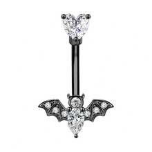 1 New Style Navel Piercing With A Bat, Snake-Shaped, And Skull Design, A Unique And Fashionable Accessory - Snake Black Red Diamond - View 4