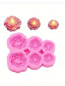 1 pieza Molde de flor de peonía de silicona líquida rosa, adecuado para hacer accesorios de joyería de resina, accesorios para el cabello, fundas de teléfono, decoraciones, dijes, decoraciones para zapatos - Rosa - Ver 10